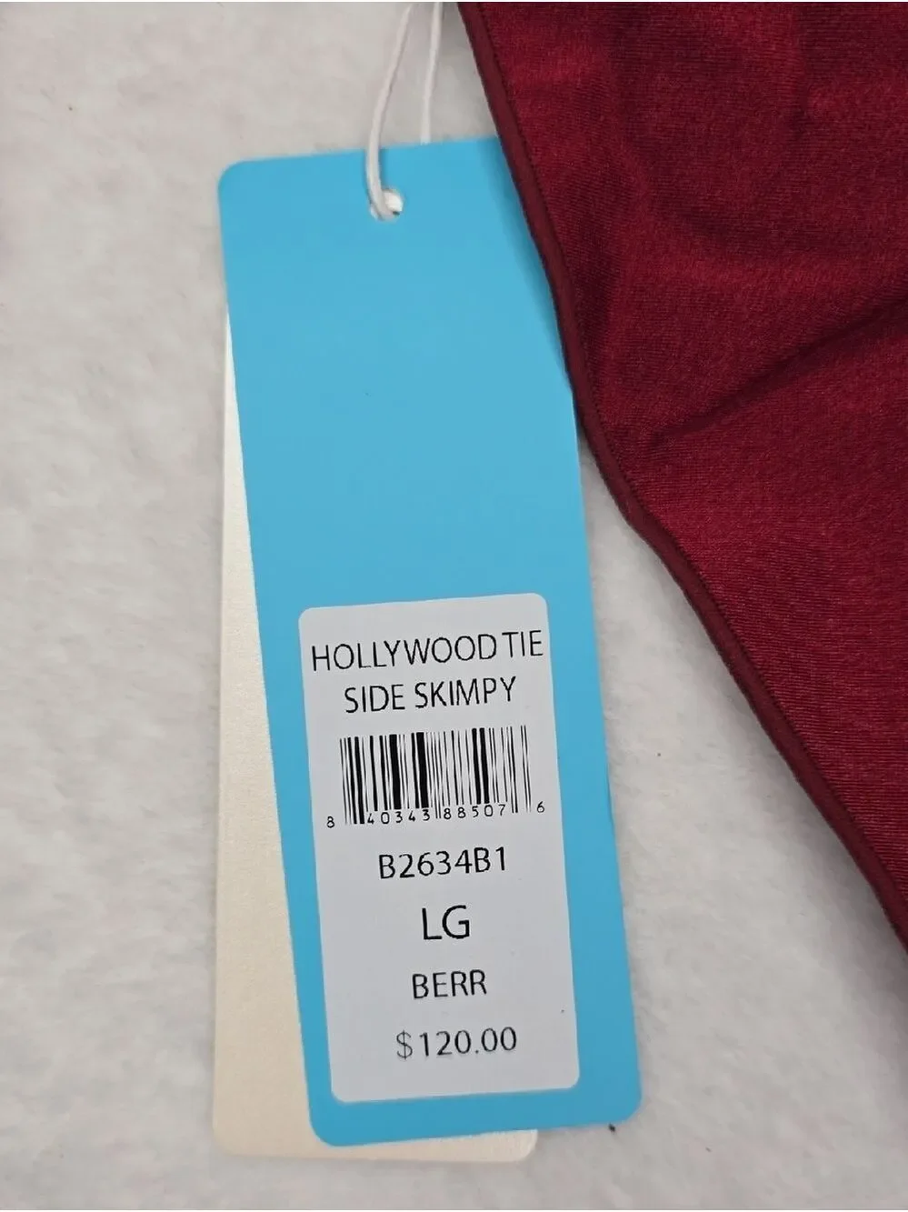 Beach Bunny Hollywood Tie Side Skimpy - Berry Sz Large NWT